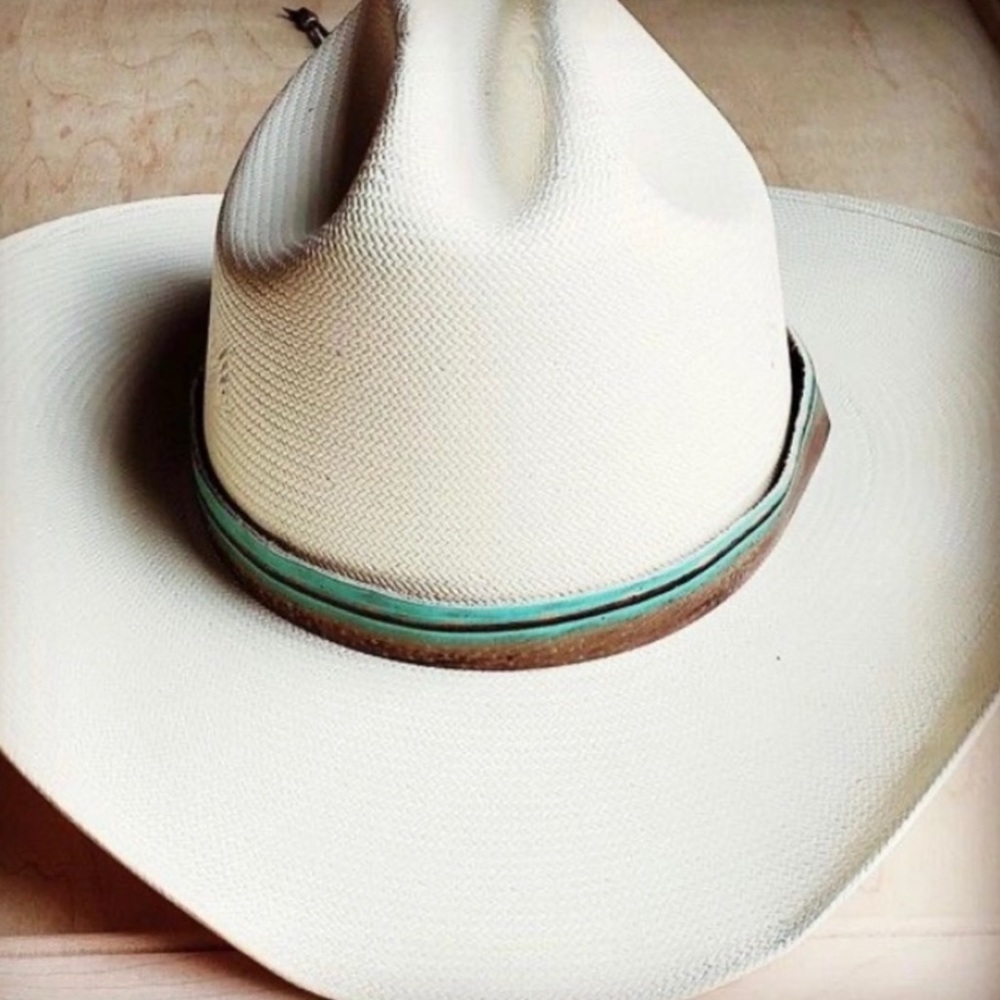 NWT Hat Band Turquoise Navajo Embossed Leather